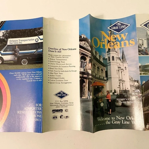 Vintage Lot of 3 New Orleans  The Gray Line Longest Bridge Airport Pamphlets - Picture 8 of 15